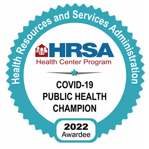 HRSA - COVID-19 Public Health Champion 2022 Awardee badge
