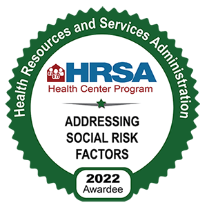 HRSA - Addressing Social Risk Factors 2022 Awardee badge