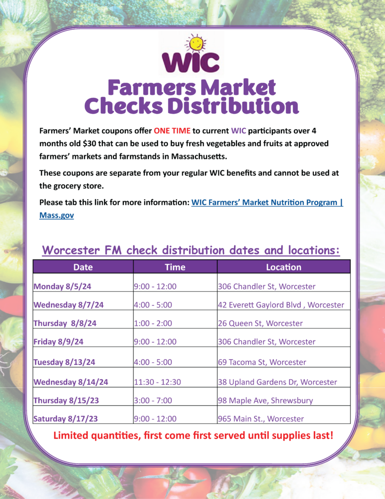 wic farmers market check distribution 2024 
