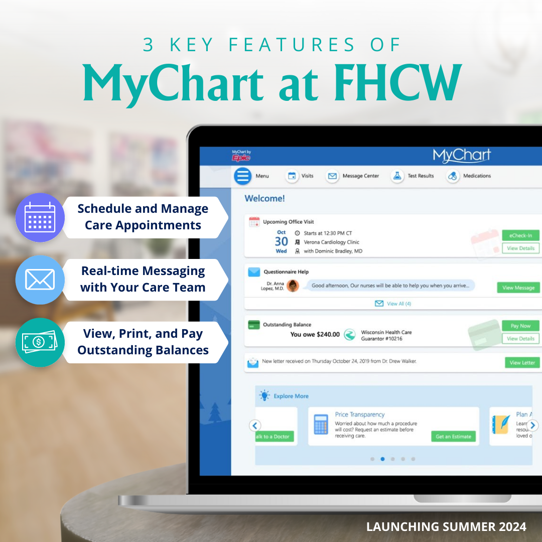 mychart at FHCW, 3 key features, booking appointments, health records, pay bills